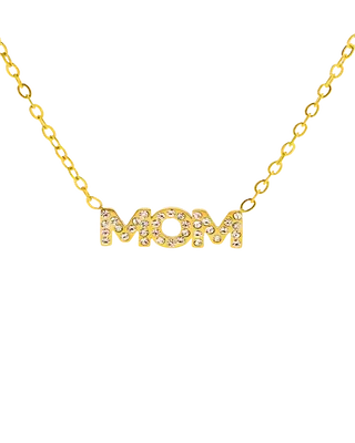 18K Gold Diamond MOM Pendant Necklace