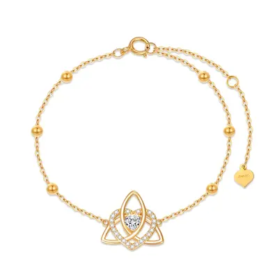14K Gold Cubic Zirconia Celtic Knot Charm Bracelet