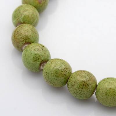 Handmade Fancy Antique Glazed Porcelain Ceramic Round Beads Strands