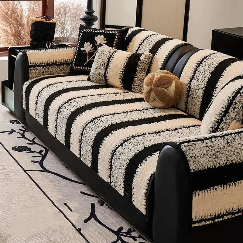 Striped Pattern Sofa Cushion Cover, 1 Count Non-slip Sofa Seat Cover, Decorative Sofa Cover for Home Living Room, Home Decor