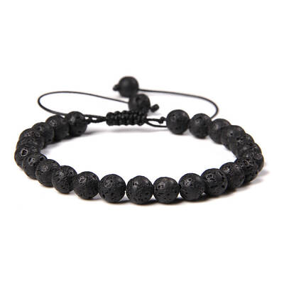 Natural Lava Rock Round Bead Adjustable Braided Bracelets