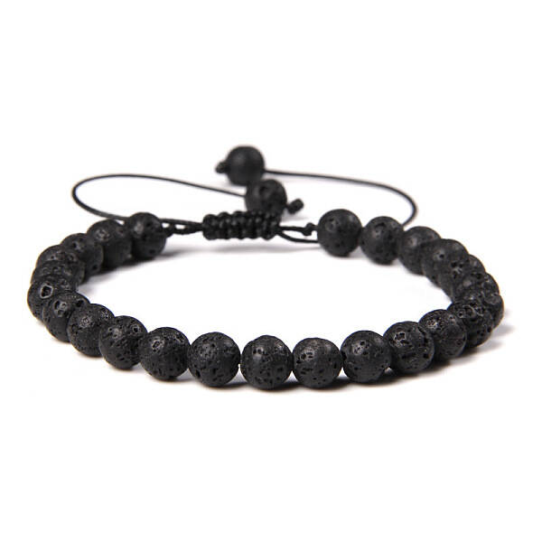 Natural Lava Rock Round Bead Adjustable Braided Bracelets