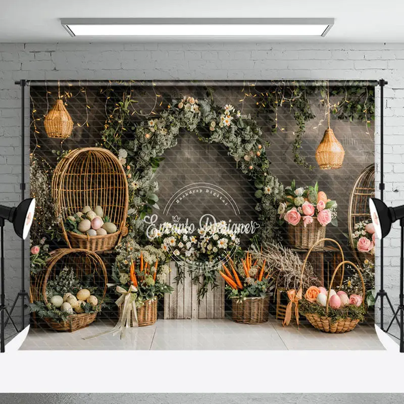 Deep Grey Pattern Wall Greenery Easter Backdrop - Aperturee
