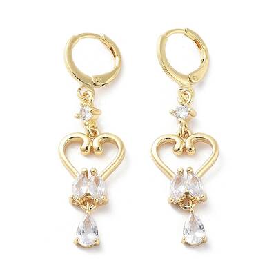 Rack Plating Golden Brass Dangle Leverback Earrings