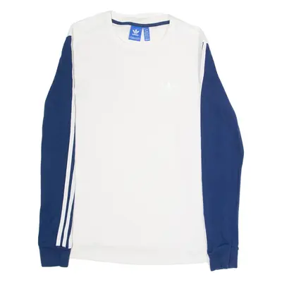 ADIDAS ORIGINALS Womens T-Shirt White Long Sleeve Crew Neck UK 12