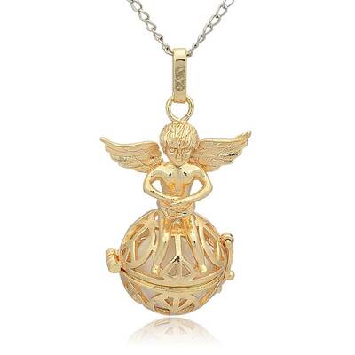 Golden Tone Brass Hollow Round Cage Pendants