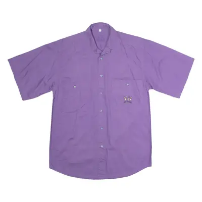 E.B. COMPANY Mens Plain Shirt Purple 90s S
