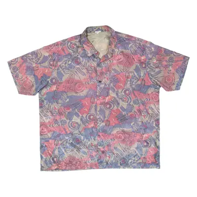 Mens Shirt Purple Silk Crazy Pattern 2XL