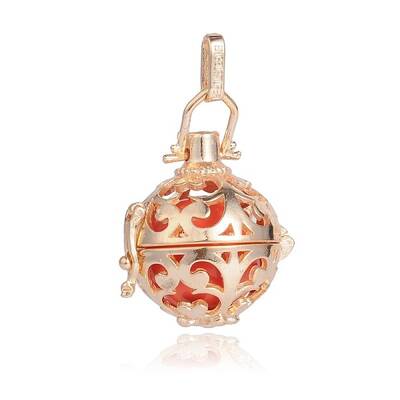 Golden Plated Brass Hollow Round Cage Pendants