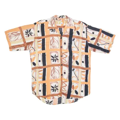 COLDOR Mens Shirt Orange 90s Floral XL