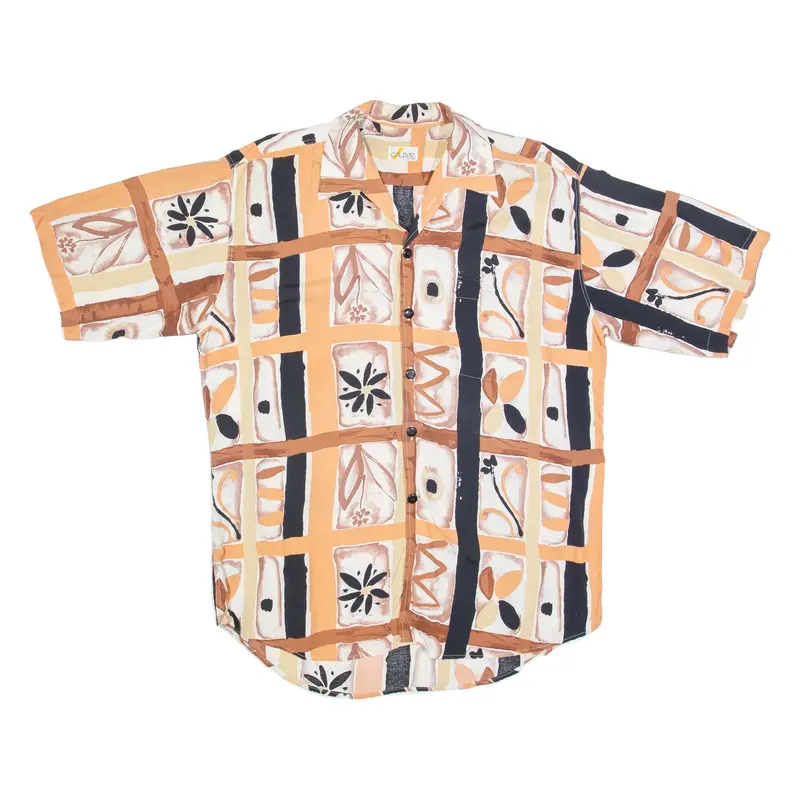 COLDOR Mens Shirt Orange 90s Floral XL