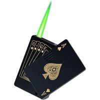 Green Flame Jet Torch Lighter, Refillable Butane, Windproof Poker Card Design for Outdoor, Indoor, Camping, BBQ, Candle, Birt...