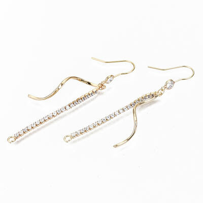 Brass Micro Pave Clear Cubic Zirconia Earring Hooks
