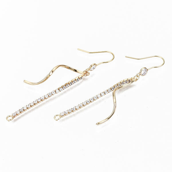 Brass Micro Pave Clear Cubic Zirconia Earring Hooks