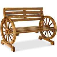 Best Choice Products 2-Person Wooden Wagon Wheel Bench for Patio, Garden, Outdoor Lounging w/ Rustic Design
