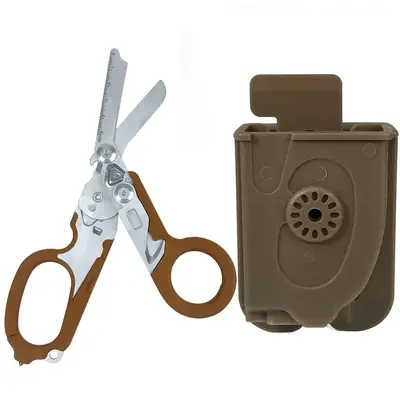 Portable Folding Scissors with Sheath, Multifunctional Stainless Steel Scissors, Outdoor Camping Rescue Scissors Tool