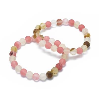 Frosted Tigerskin Glass Bead Stretch Bracelets