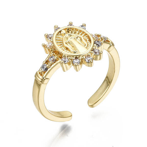 Brass Micro Pave Clear Cubic Zirconia Cuff Rings