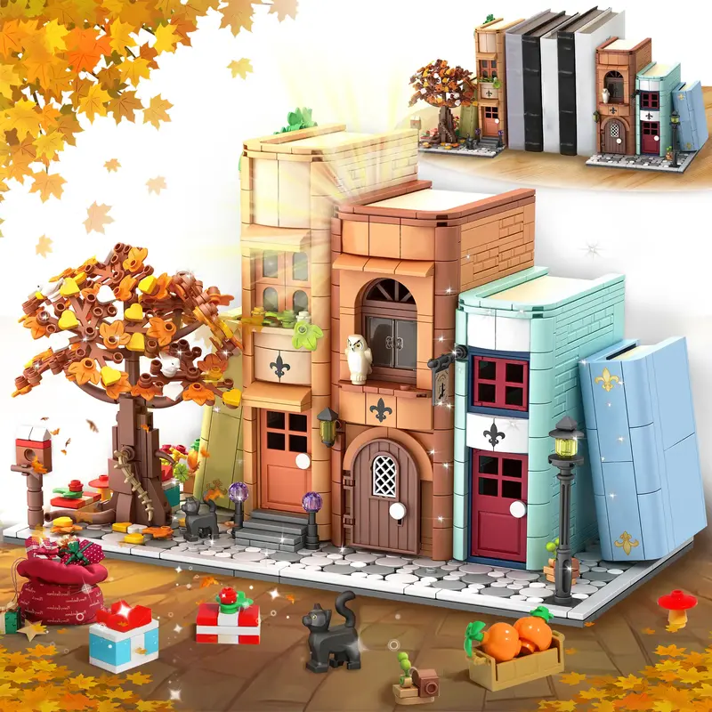 TOKMOC 1488 Pieces,Magic Bookends Building Block Set,For BookNook Building Bookshelf Insert Decoration,Bookcase Miniature Hou...