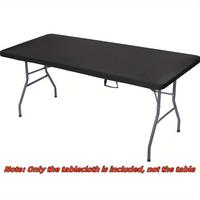 Solid Color Tablecloth, 1 Count Elastic Fitted Stretch Rectangular Tablecloth, Folding Washable and Wrinkle Resistant Patio L...