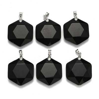 Natural Dyed & Heated Black Agate Pendants