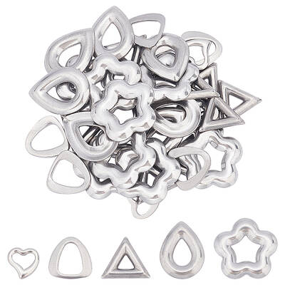 40Pcs 5 Style 304 Stainless Steel Linking Rings