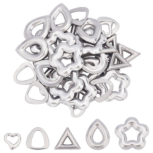 40Pcs 5 Style 304 Stainless Steel Linking Rings