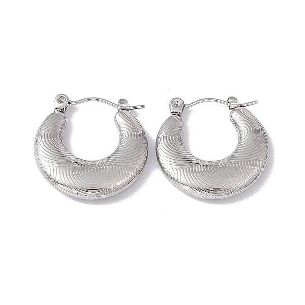Non-Tarnish 304 Stainless Steel Croissant Hoop Earrings for Women