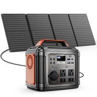 300W Portable Power Station, 296Wh 80000mAh Camping Solar Generator, Emergency Lithium Battery Outages,Black(with Solar Panel...