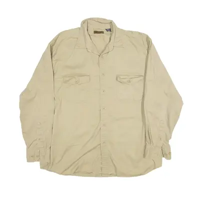 FADED GLORY Plain Shirt Beige Long Sleeve Mens XL