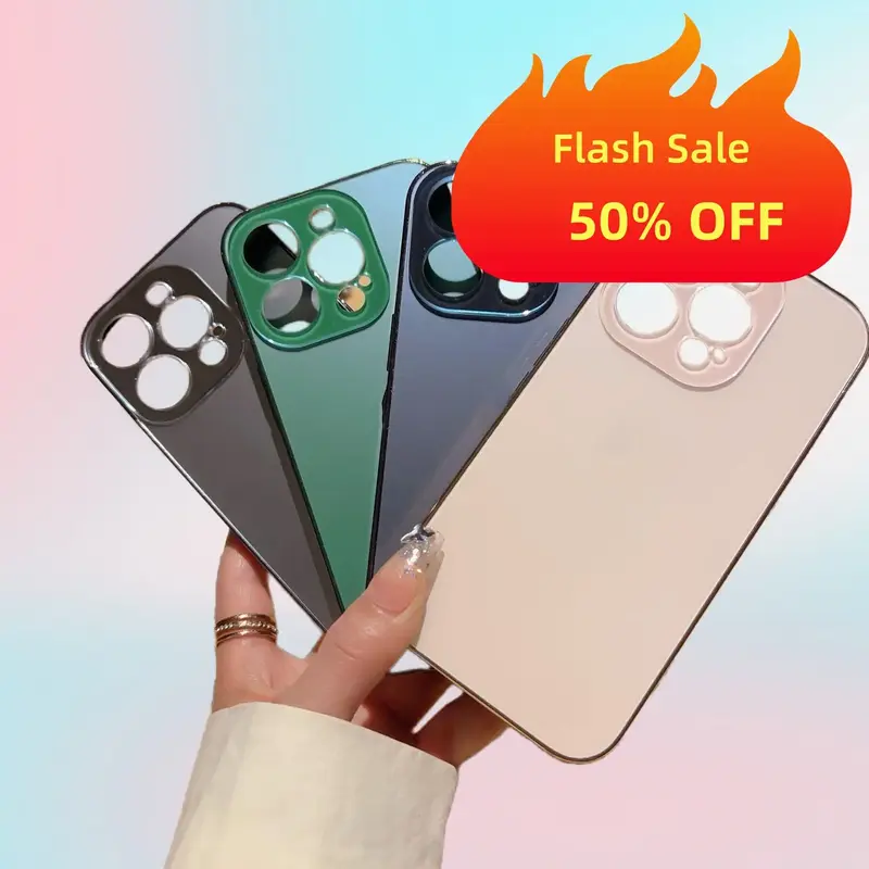 【Same-day shipping】Metallic Texture Phone Case - Shockproof Cover, Suitable for iPhone (Pink/Sierra Blue/White/Black) wit...