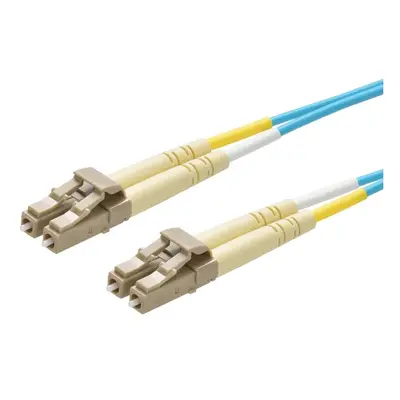 11868 Monoprice MM OM3 Fiber Optic Cable LC-LC UL 2mm 50/125 OFNR Duplex Aqua 9m