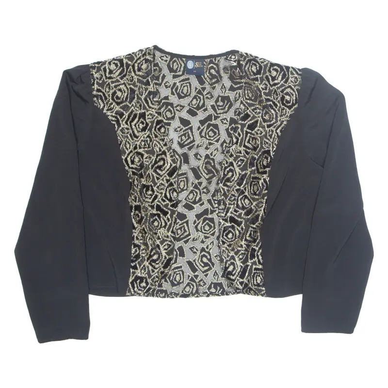 YOUR SIXTH SENSE Womens Kimono Blouse Black 90s Crazy Pattern M