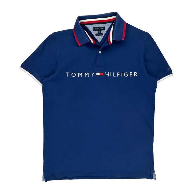 Tommy Hilfiger Slim Fit Polo Shirt - Large Blue Cotton Blend