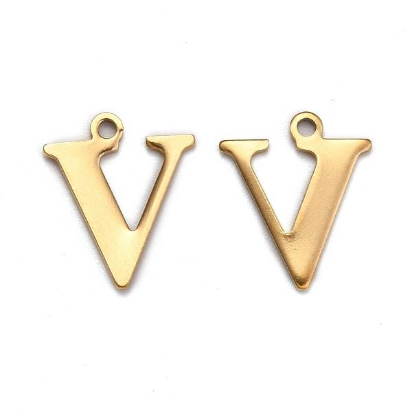 Ion Plating(IP) 304 Stainless Steel Alphabet Charms