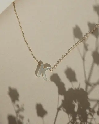 Dawn Initial Necklace | Metal Color: Solid 14K Gold | Style: K