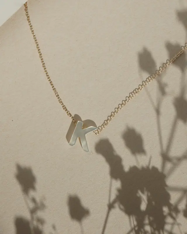 Dawn Initial Necklace | Metal Color: Solid 14K Gold | Style: K