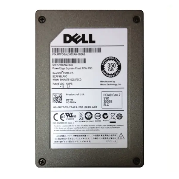 Micron MTFDGAL350SAH-1N2AB | D7D0V 350GB Single-Level Cell PCI Express 2.0 x4 2.5-Inch Enterprise Solid State Drive