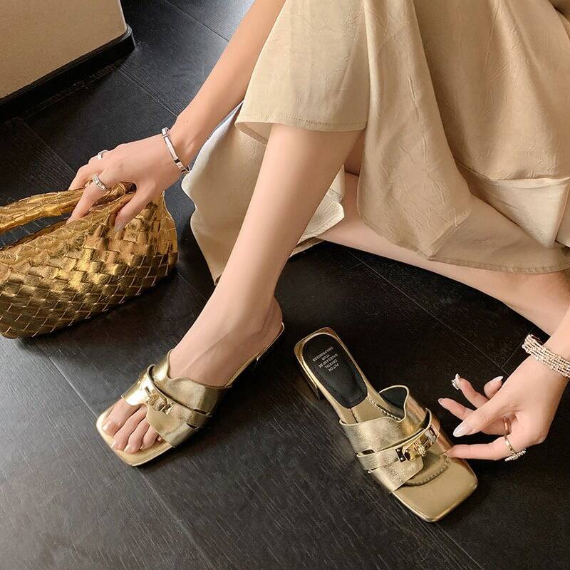 CHIKO Jermell Open Toe Block Heels Slides Sandals