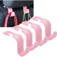 Car Seat Headrest Hook 4 Count Hanger Storage Organizer Universal for Handbag Purse Coat Universal fit Vehicle Car Pink with ...