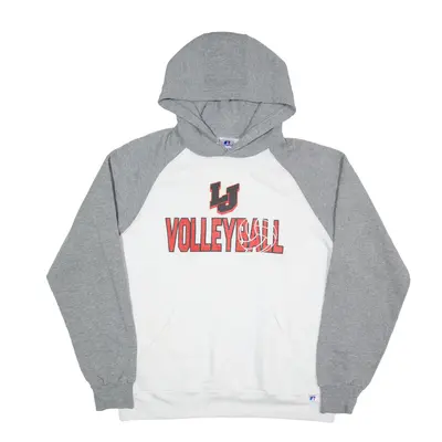 RUSSELL ATHLETIC LJ Volleyball USA Hoodie White Pullover Mens L