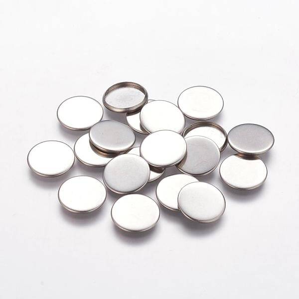 Tarnish Resistant Flat Round 304 Stainless Steel Plain Edge Bezel Cups