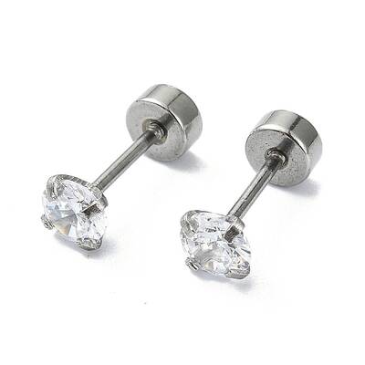304 Stainless Steel Crystal Rhinestone Ear False Plugs