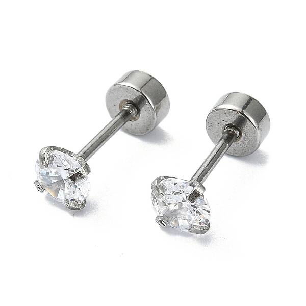 304 Stainless Steel Crystal Rhinestone Ear False Plugs