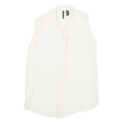 MNG Womens Vest Cream V-Neck Sleeveless Silk M
