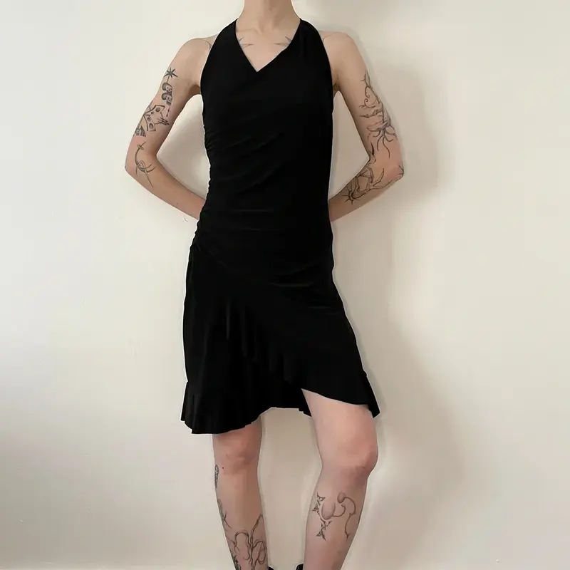 Sarah Chole Halterneck Dress - XS Black Polyester Blend
