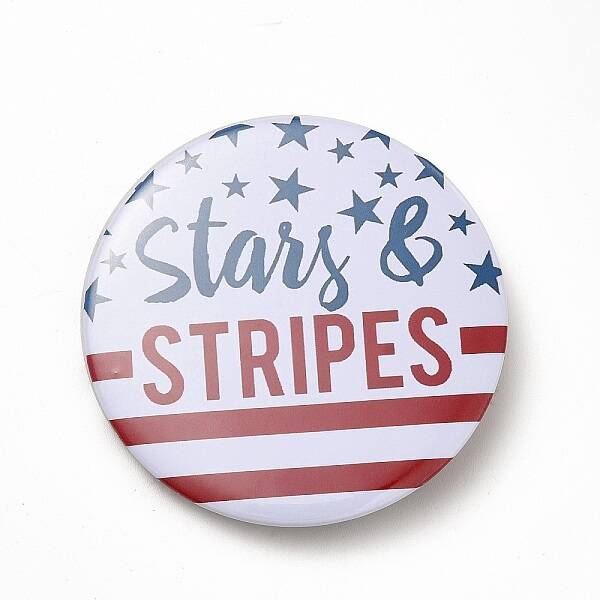 Independence Day Flat Round Tinplate Badge Pins