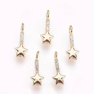 Brass Micro Pave Cubic Zirconia Charms