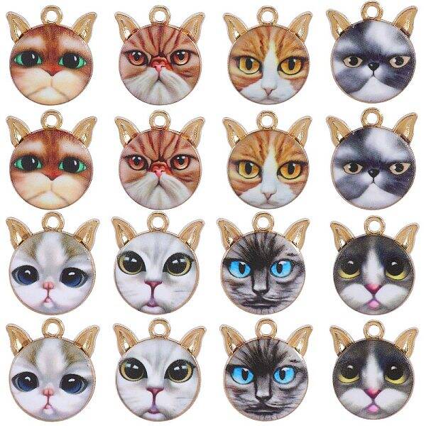 32Pcs 8 Style Rack Plating Alloy Enamel Pendants
