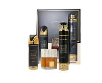 Lattafa Perfumes | Khamrah + Body Spray + Air Freshener 3-Piece Gift Set | Unisex Fragrance | 3.4 oz Bottle | 200-300ml Can |